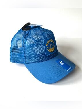 ADIDAS Worldwide Full Mesh Trucker Hat Cap Bluebird Yellow Adjustable Fit Unisex